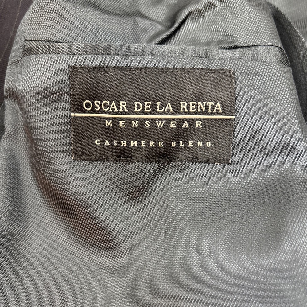 Oscar De La Renta Cashmere Wool Blend Navy‎ Pinstripe Blazer Suit Jacket 42L EUC - Picture 8 of 13